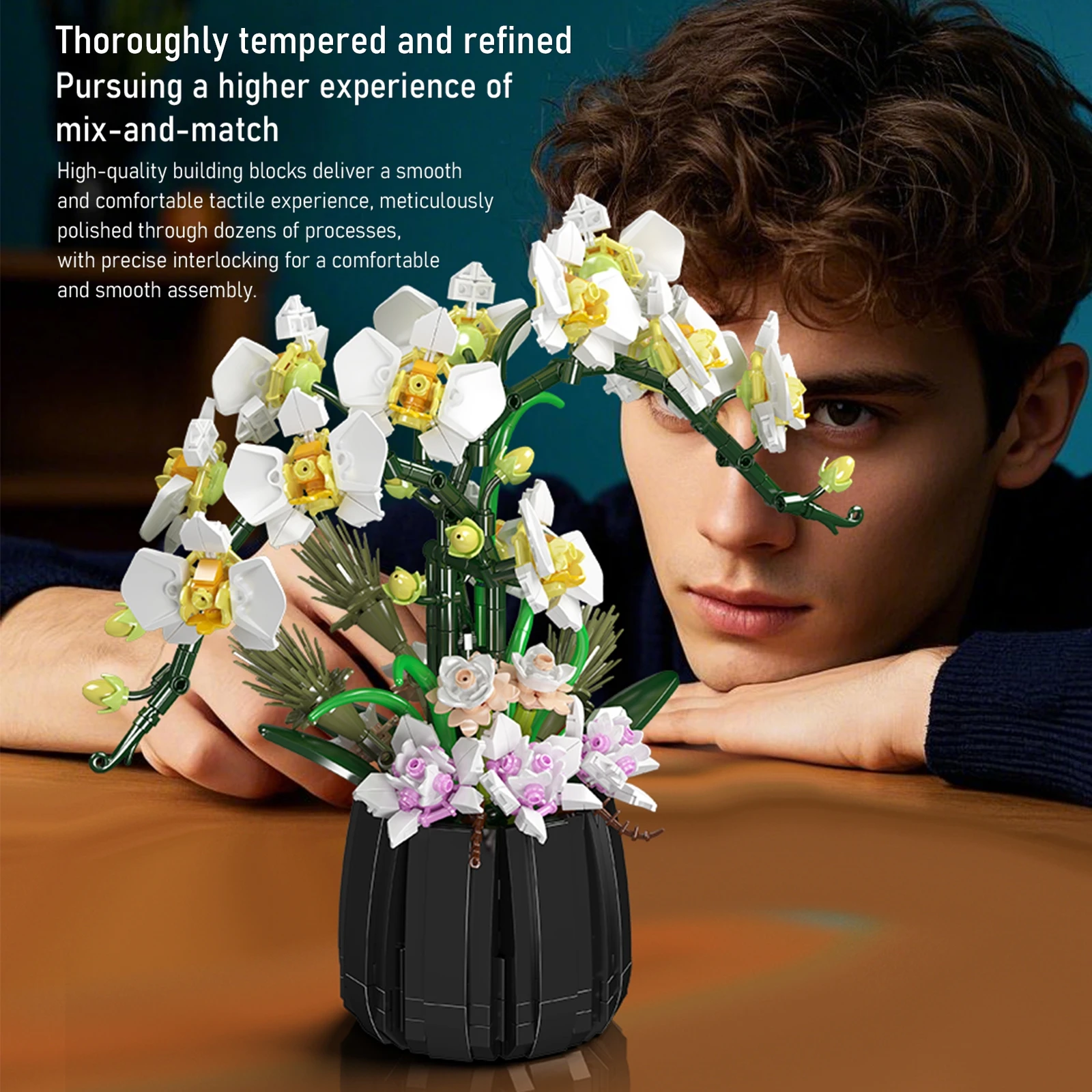 Mould King 1014 pièces Mini blocs de Construction modèle orchidée-bricolage série de plantes florales Construction créative et jouets de Construction briques