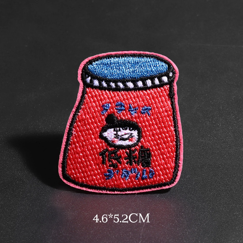 Fashion Fruit Drink Patches Embroidered Iron On Patches For Clothing Candy Stickers On Clothes Applique For Kids T-shirts Decor