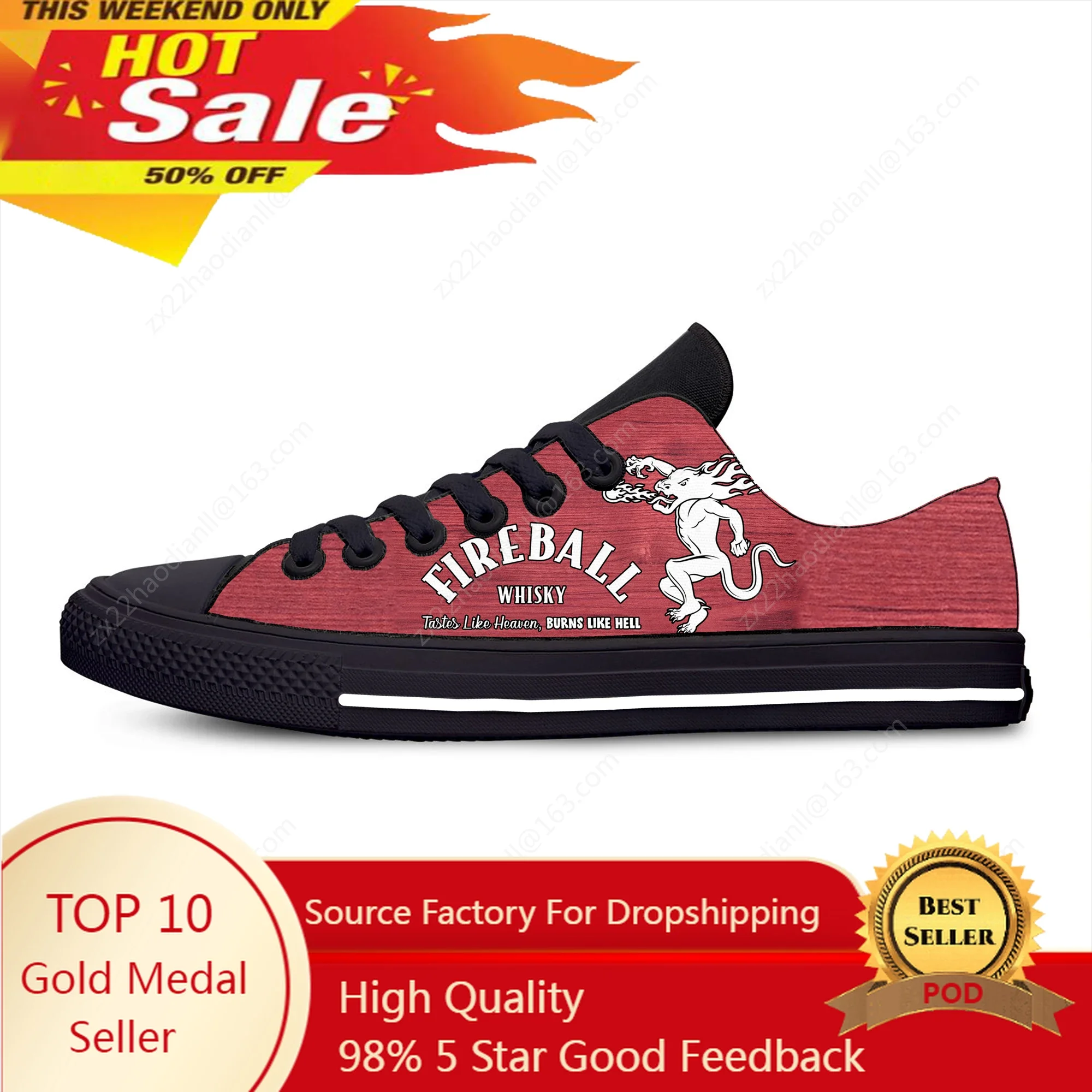 

Fireball Cinnamon Low Top Sneakers Whisky Mens Womens Teenager Casual Shoes Canvas Running Shoes 3D Print Lightweight shoe