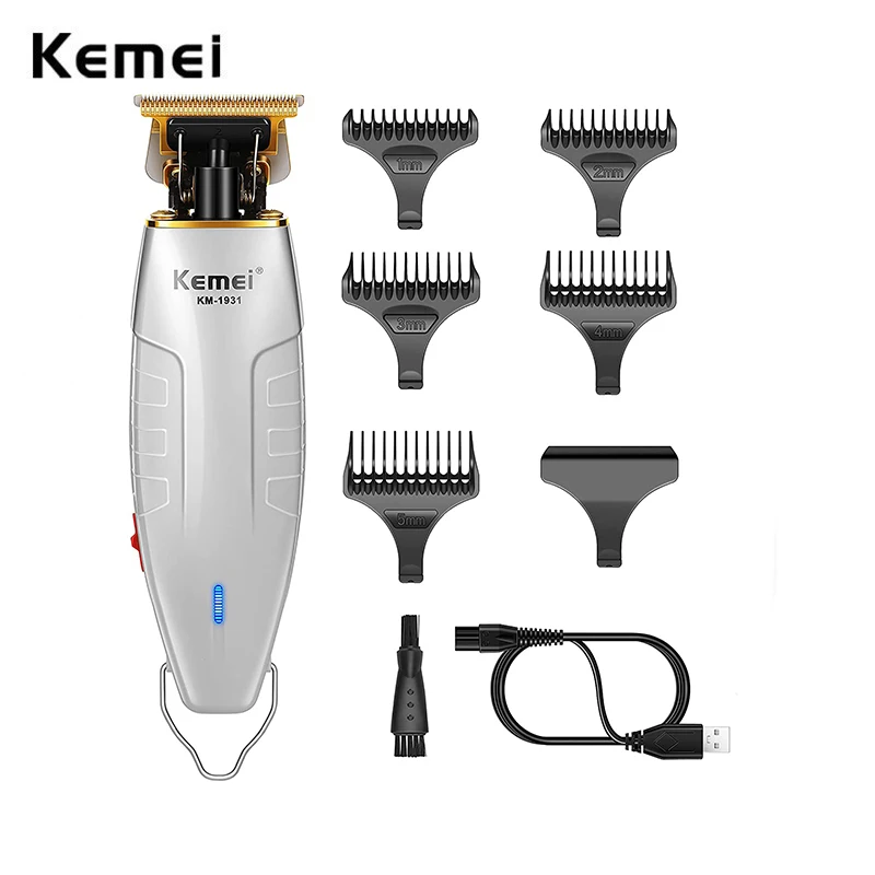 Kemei 1931 Professional Skin Cut Beard Hair Trimmer Dry-shaving Fading Cutter T-Blade Mower for All-around Outlining Zero gap