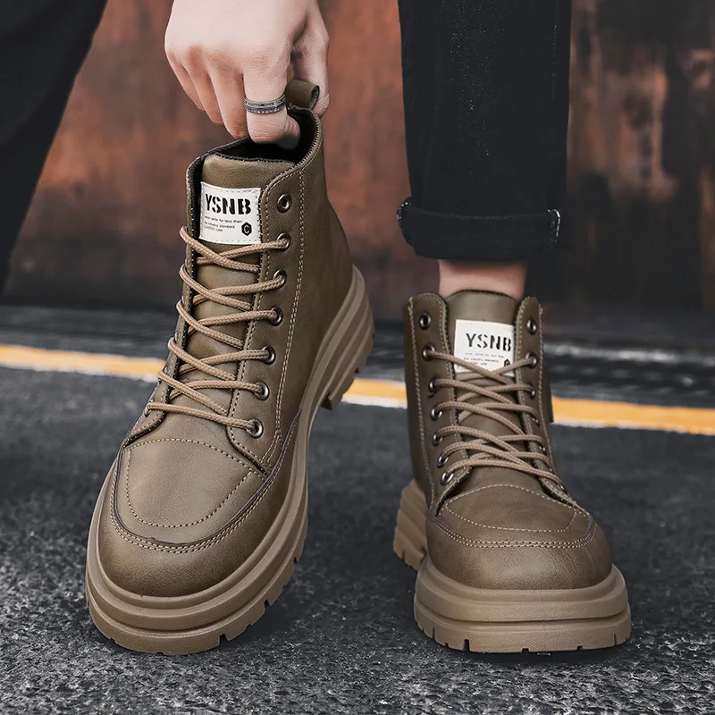 

Spring and Autumn Men's Shoes High Top Men's British Shoes Men's Work Casual Shoes High Top Work Boots