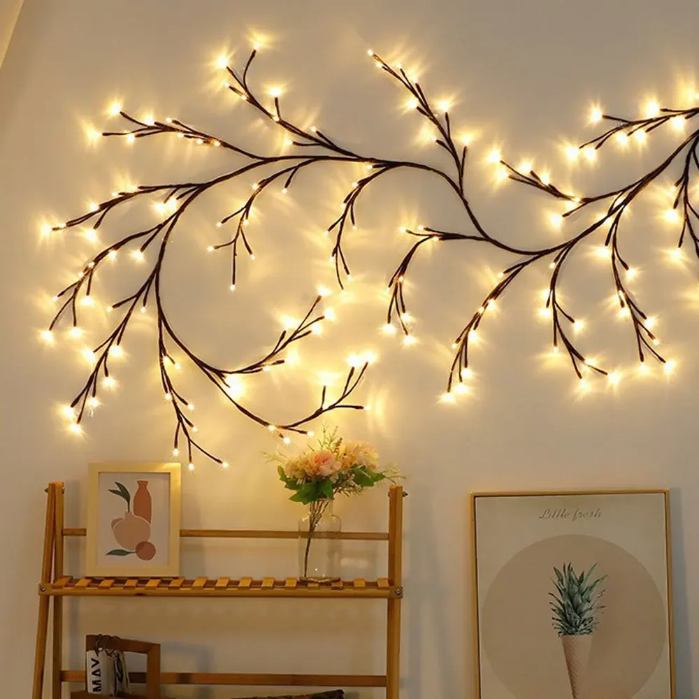 

Willow Vine Lights For Room Decor 1.8m/5.9Ft Christmas Decorations Indoor Home Decor Artificial Plants Tree Branches 96 LEDs