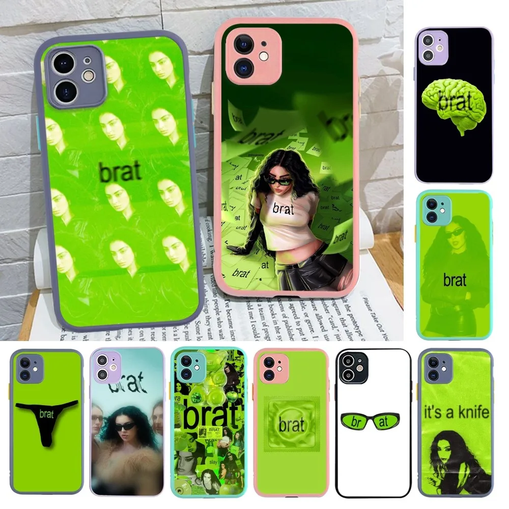 B-Brat C-Charli XCX Phone Case for iPhone 15 16 14 11 12 13 Mini Pro Max 8 7 Plus X XR XS MAX Translucent Matte Cover