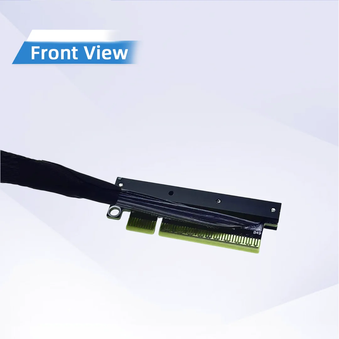 ADT-Link 256Gbps PCIe 5.0 x8 to x16 Double Reverse Right Angle Riser Cable With Lock Buckle Graphics Card Extension Cable