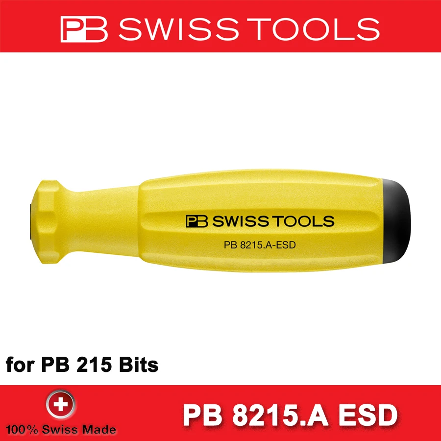 PB SWISS TOOLS ESD Screwdriver Handle for PB 215 Bits 105mm Screw Driver Bit Holder PB 8215 A ESD