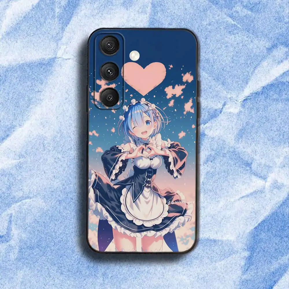 Funda de teléfono Rem R-Re Z-Zero-S Anime para Samsung S 25,24,23,22,30,21,10,9,Ultra,Plus,Lite,FE,4,5G, funda blanda negra