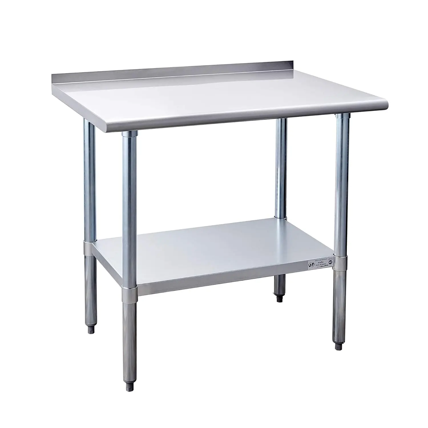 Hally Stainless Steel Table For Prep & Work 24 X 36 Inches, Commercial Heavy Duty Table With Undershelf And Backsplash For