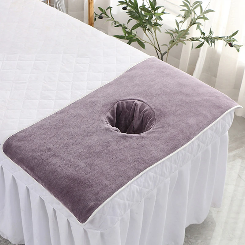 40*80cm Thickened Beauty SPA Massage Table Planking Face Towel with Hole Bed Bandana