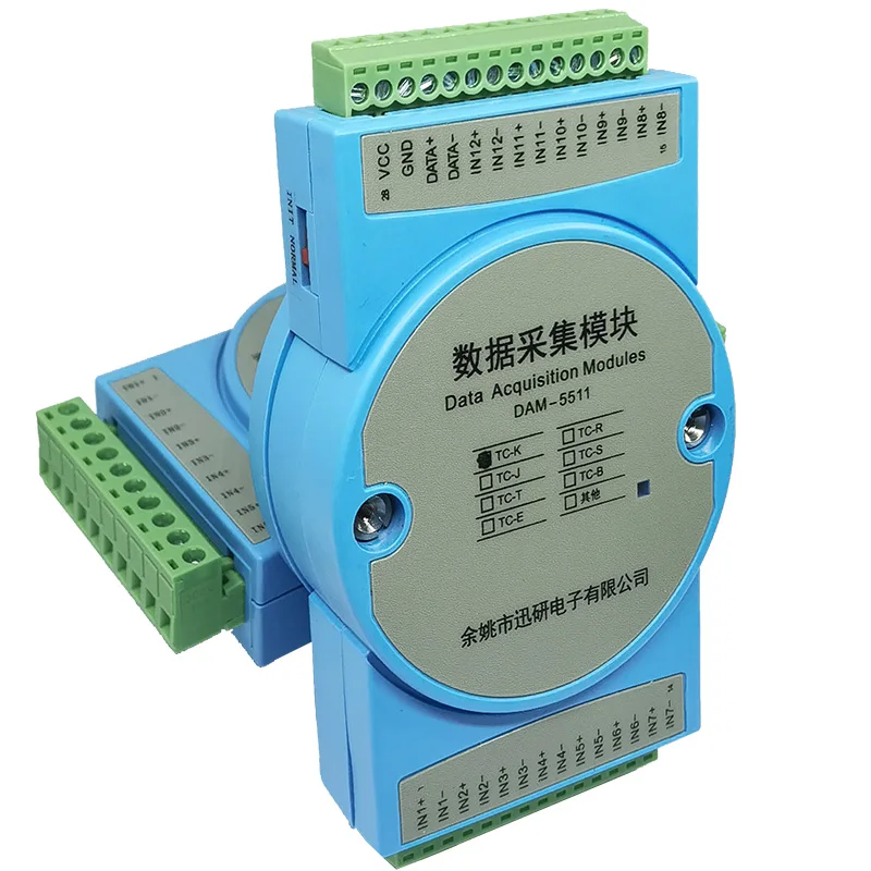 

12 way K thermocouple input to RS485 temperature acquisition module fully isolated transmitter MODBUSDAM-5511