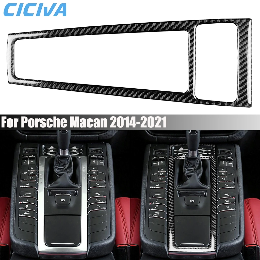 

Carbon Fiber Car Accessories Center Console Gear Decorative Interior Cover Modified Trim Sticker For Porsche Macan 2014-2021