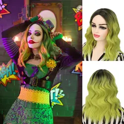 Green Bob Wigs for Women Synthetic Short Wavy Curly Wig Ombre Wigs St.Patrick's Day Wig Party Halloween Cosplay Wig