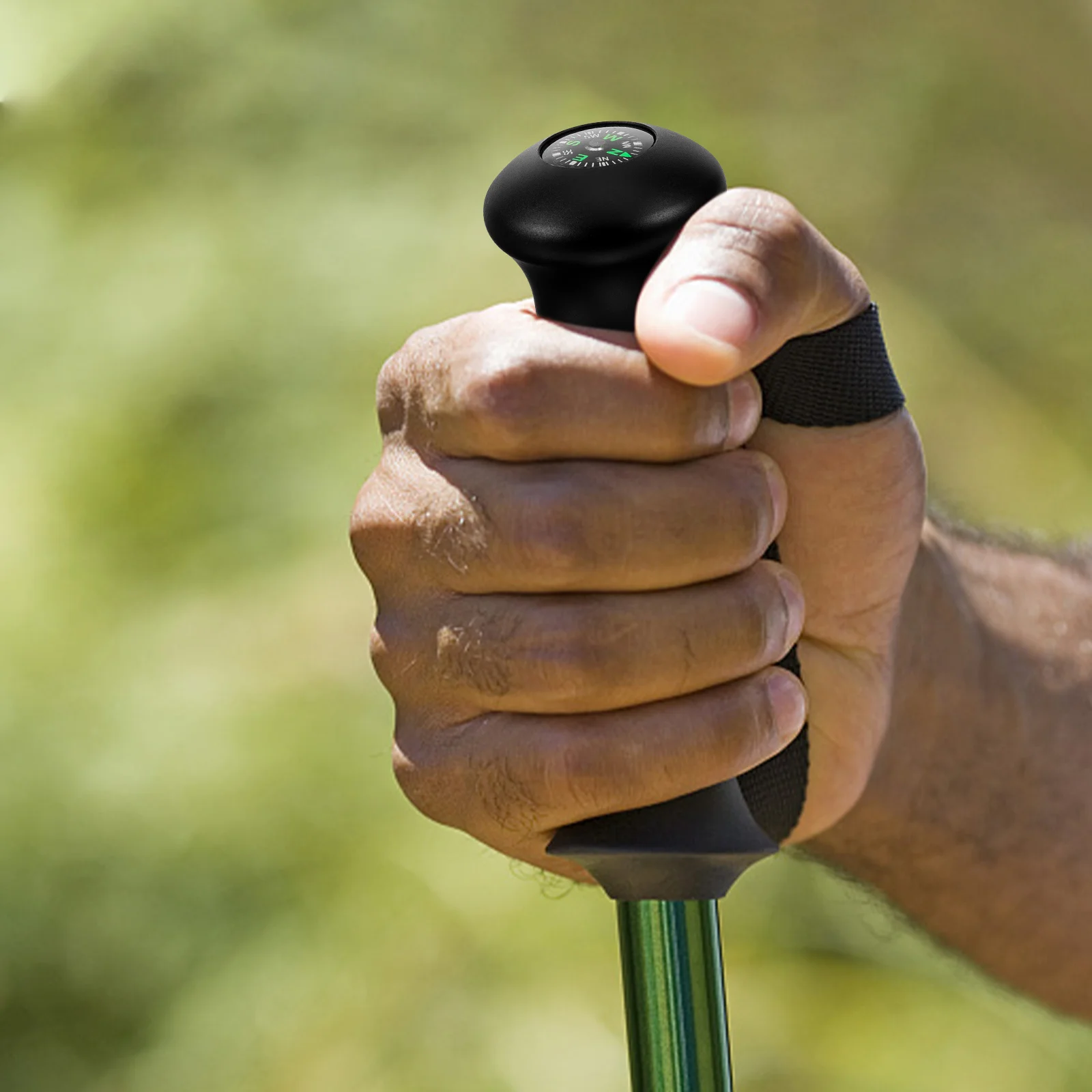

Alpenstock Compass Trekking Pole Head Cover Portable Compass Tool Hiking Mountaineering Camping Spherical Handle Ergonomic