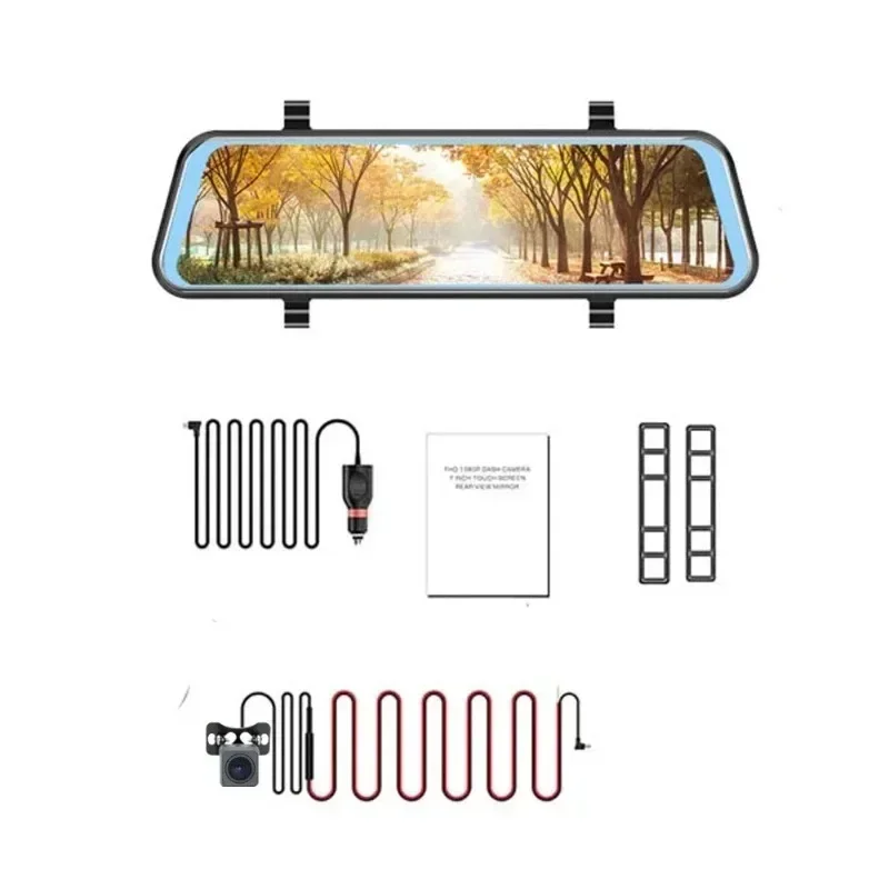 

Driving recorder 10 inches, streaming media, rearview mirror, full screen touch, dual lens, starlight night vision, with