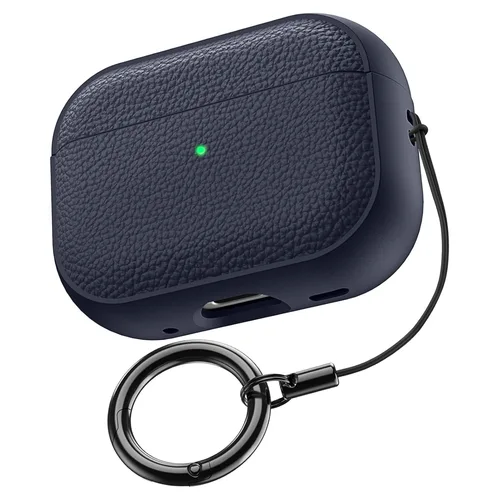 Imagen 2 del producto Funda Protectora de TPU con Patrón de Cuero para AirPods Pro 3, Accesorios Lindos con Llavero para AirPods 4, 3, Pro, 2