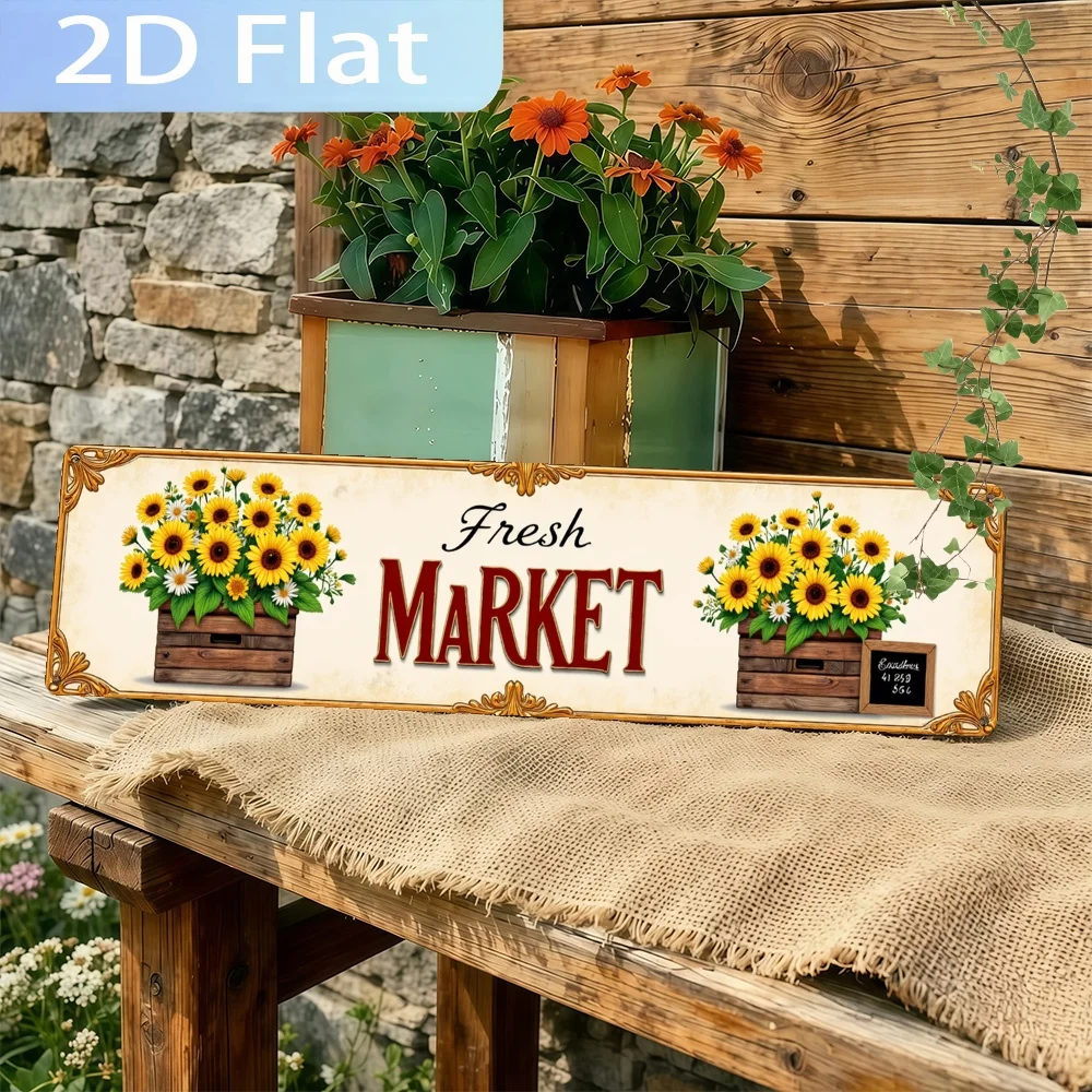 Home Kitchen Bathroom Marketing - 2D Flat, Vintage Sign 'Sunflowers for