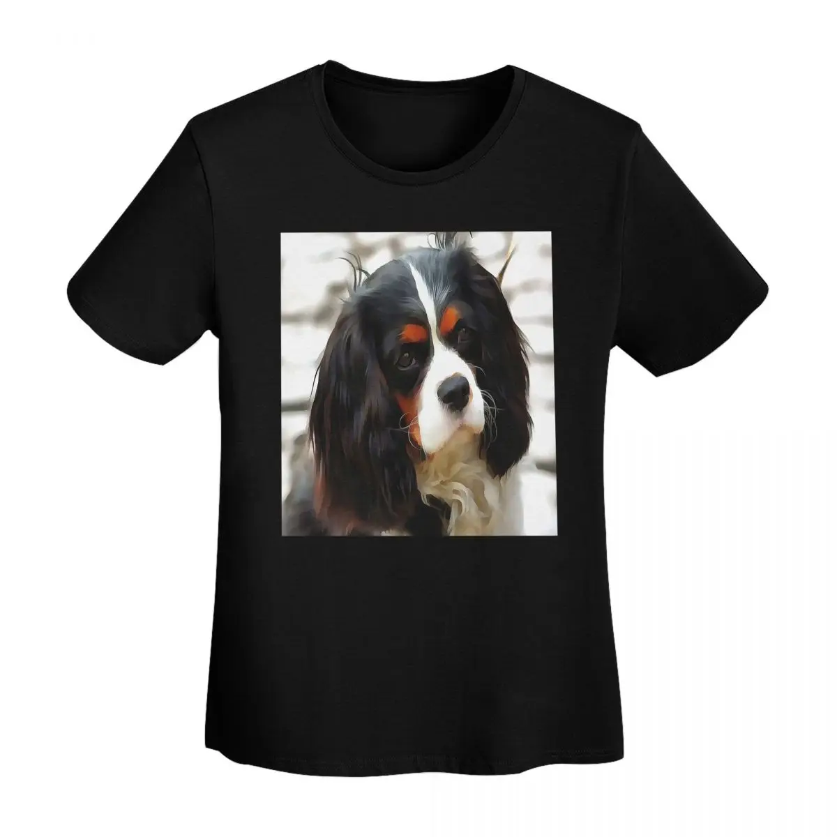 كافالير كينغ تشارلز الذليل الكلب تي شيرت المرأة قصيرة الأكمام تي شيرت طاقم الرقبة الملابس القطن الصيف تيز الشارع الشهير