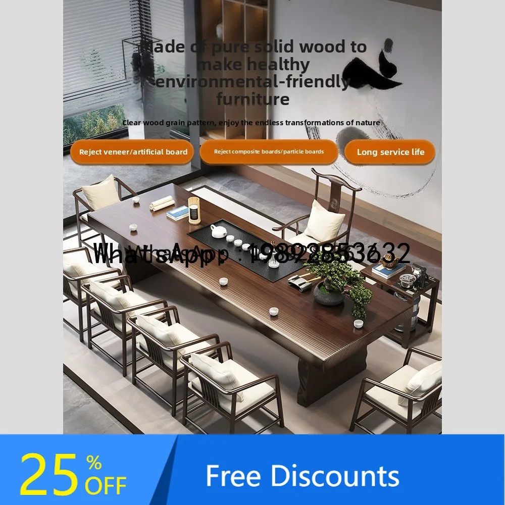 New Chinese Style Solid Wood Tea Table for Home Living Room Large Tea Table for Brewing Tea Office