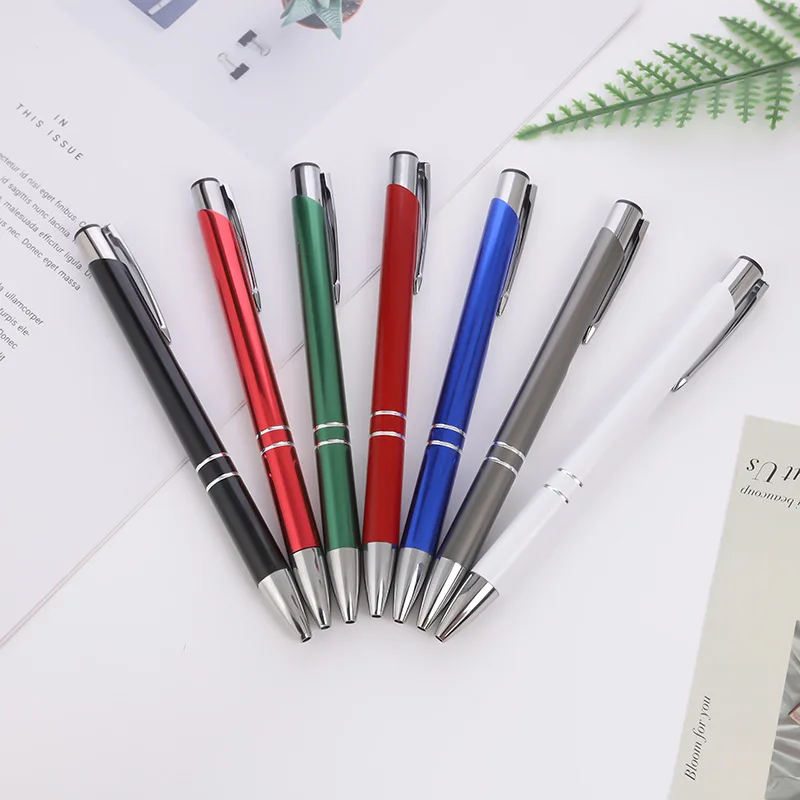 

50Pcs Metal press ballpoint pen two coil aluminum rod ballpoint pen business advertising signature pens