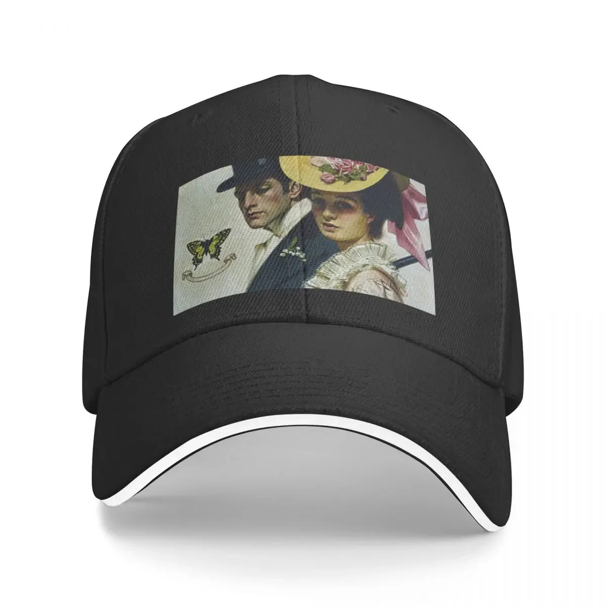 

Victorian Man and Woman Taking a Stroll, Vintage fashion art Baseball Cap fashionable beach hat Baseball Men Women's