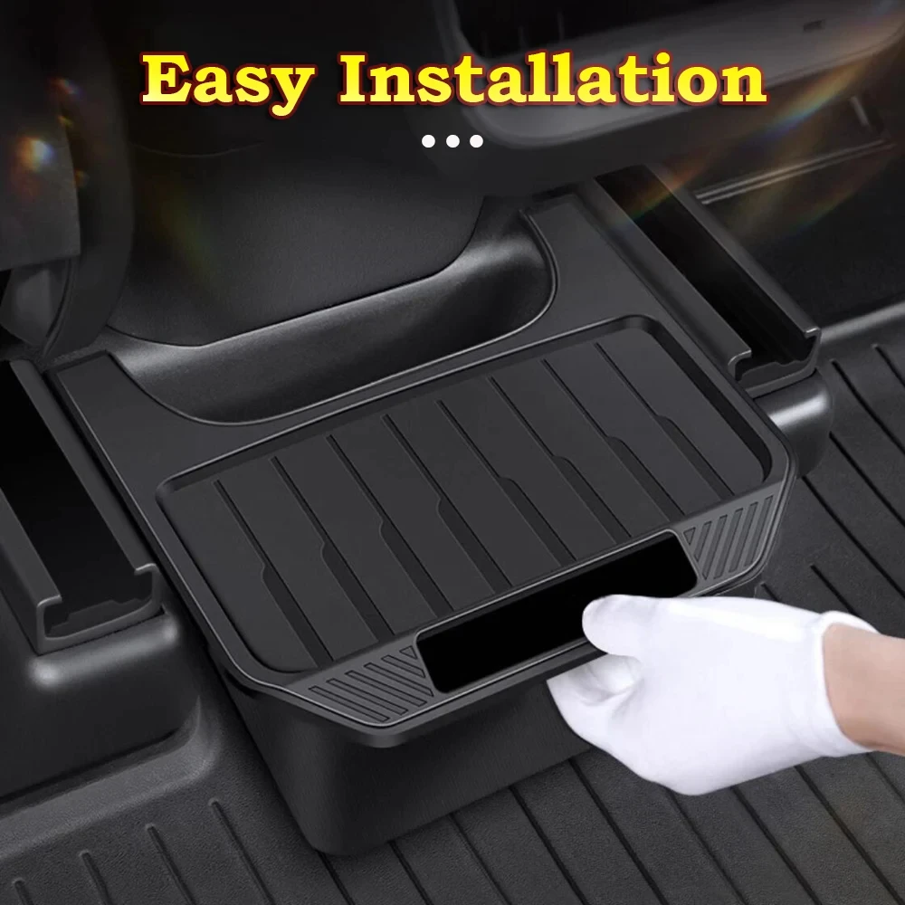 

Rear Seat Storage Box For Tesla Model Y Organizer Center Console Bins Backseat Trash Can Garbage Bag Under Seat Tray Accessories