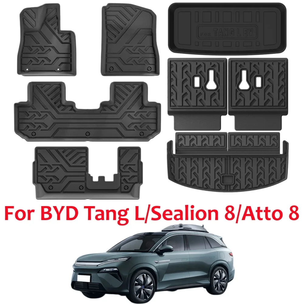 【7 Sitze】Für BYD Tang L Sealion 8 Atto 8 2025 2026 TPE-Fußmatten Kofferraummatte Allwetterschutz Rutschfeste Bodenmatte LHD – Detail 1