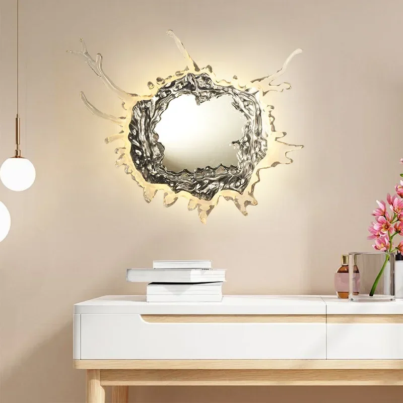 Modern Nordic Design LED Wall Lamp Stainless Steel Water Drop Mirror Wall Light Bathroom Vanity Wall Lamps Hallway Decoration Li