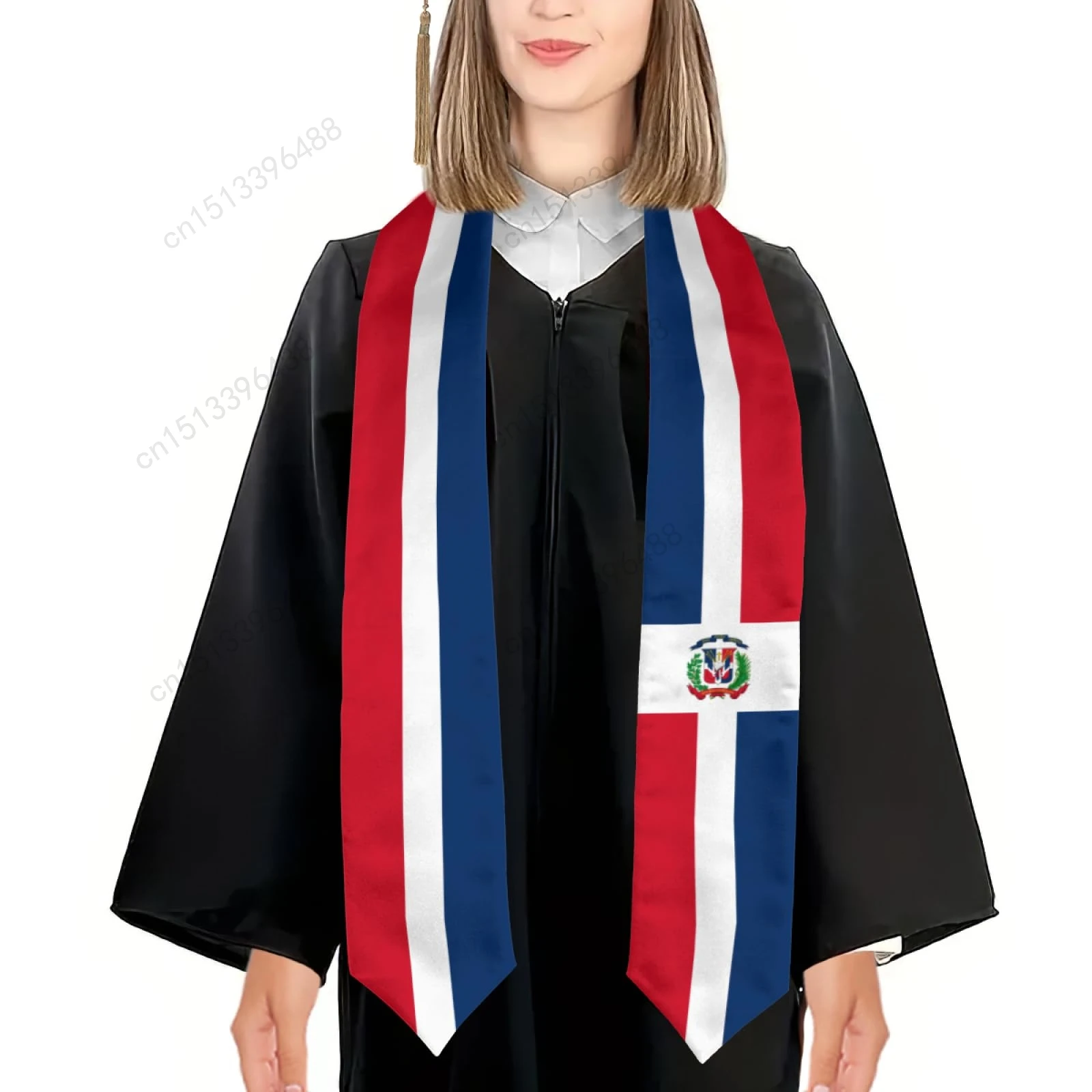 2025 Dominican Republic Flag Graduation Stole Shawl Sash Honor For Study Aboard International Students