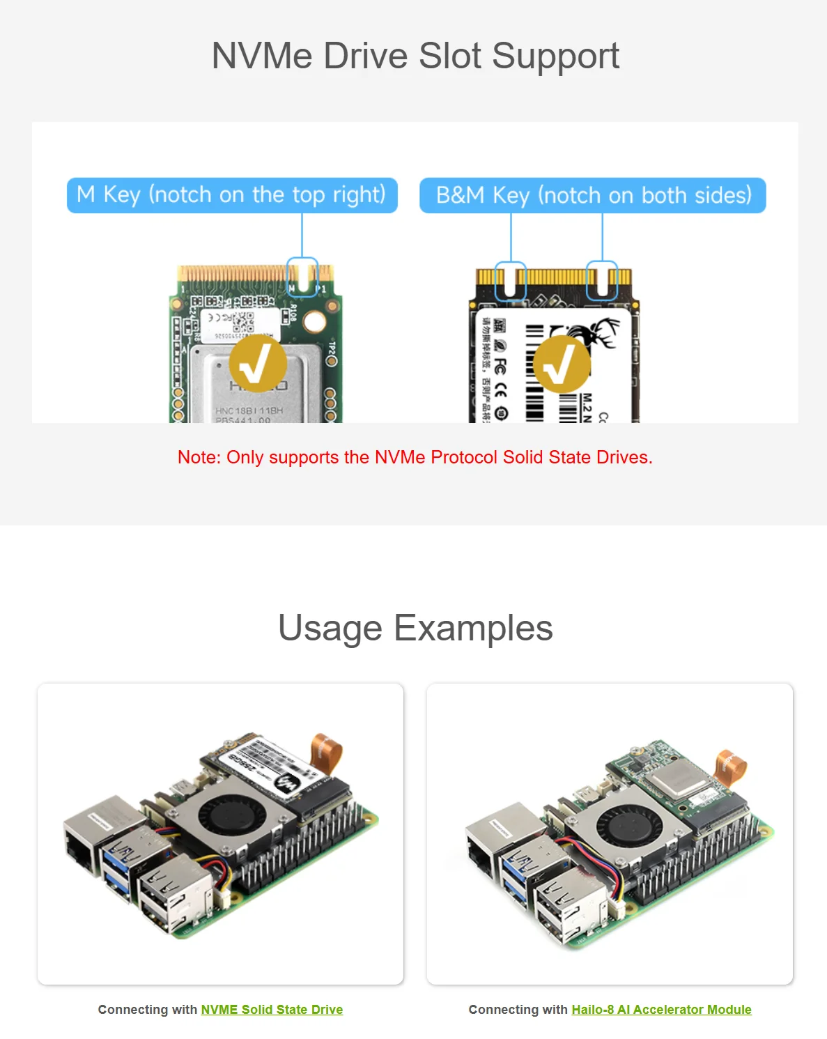 Placa adaptadora PCIe a M.2 (E) para Raspberry Pi 5, con ventilador de refrigeración, compatible con protocolo NVMe de tamaño 2242/2230 SSD M.2