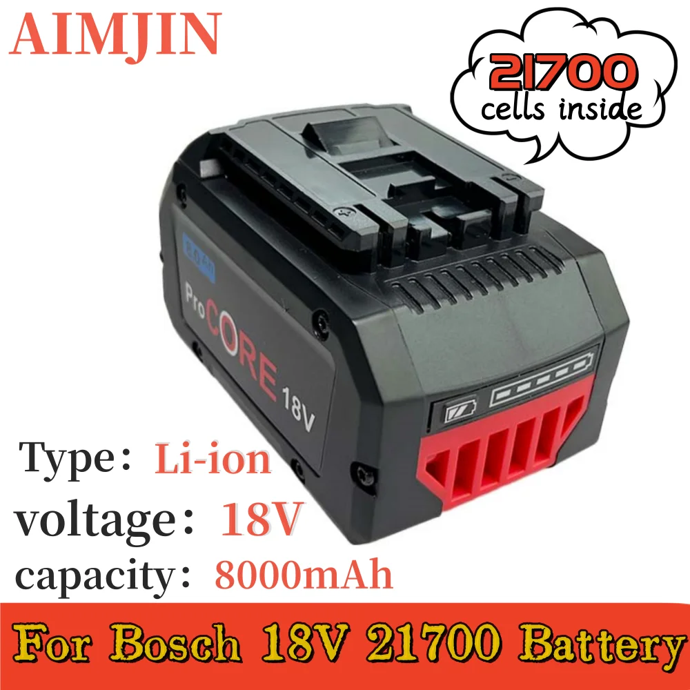 

18V 8000mAh 21700 replaceable battery, suitable for Bosch cordless drill tool BAT609 BAT618 GBA18V8 ProCORE battery