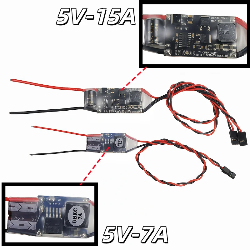5V 3A 5A 7A 15A External UBEC Voltage Regulator Anti-interference Support 2S-12S Receiver Power Supply for RC Airplane Aircraft view 3