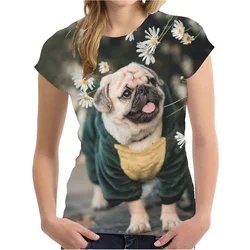 Fashion Pug Dog Animal 3D Print T-shirts Women Streetwear Casual Y2k Short Sleeve T Shirt O-neck Kids Tees Tops Clothing