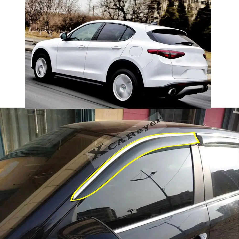 For Alfa Romeo Stelvio 2017 2018 2019 2020 2021 Car Body Styling Sticker Plastic Window Glass Wind Visor Rain/Sun Guard Vent