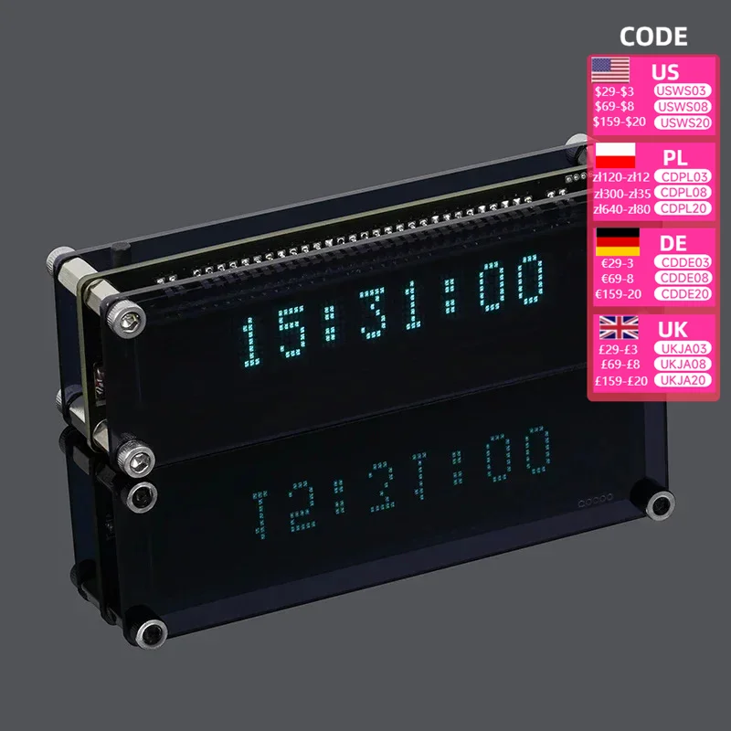 VFD Clock Vacuum Fluorescent Display WIFI Timing Automatic Calibration