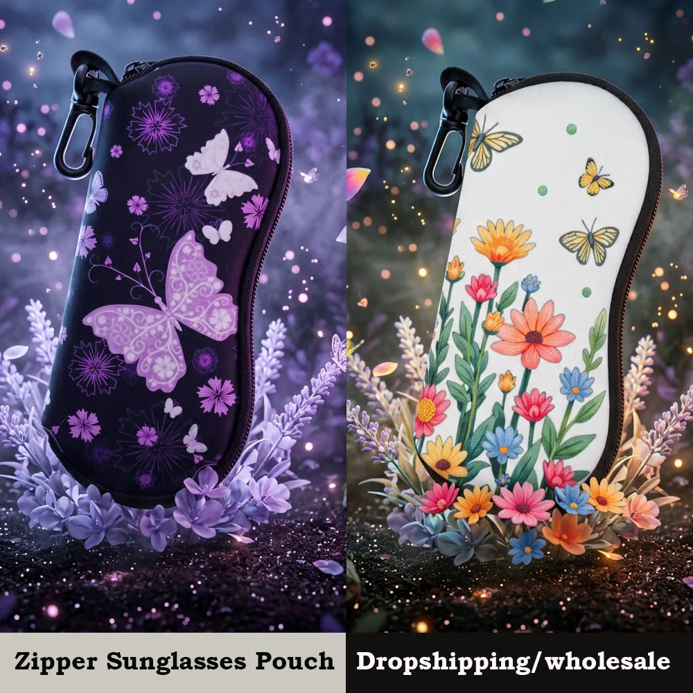 Sunglasses Pouch Eyeglass Case Zippered Protective Soft Padded Anti Scratch Shockproof Portable Lightweight for Travel Backpack