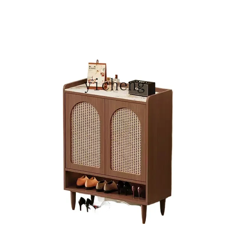 

HD solid wood rock slab shoe cabinet storage multi-layer large-capacity household indoor storage cabinet