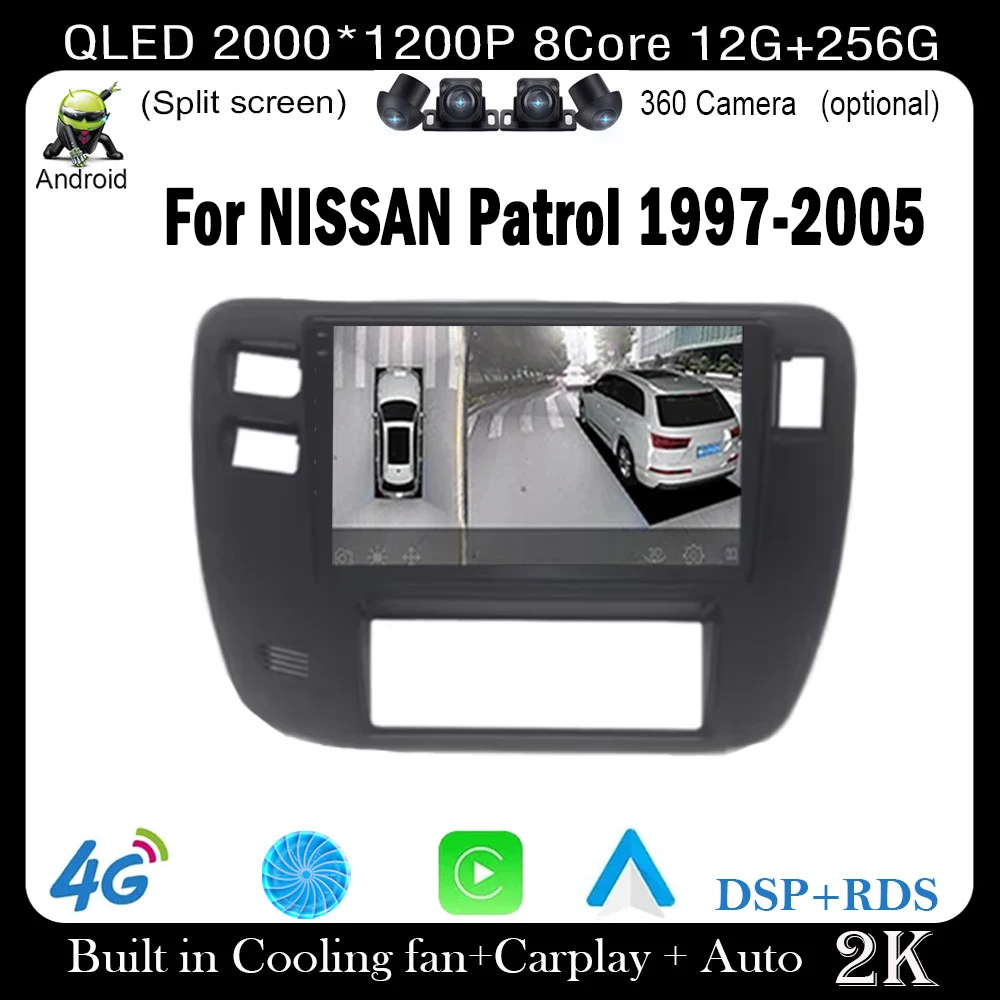 9 lnch Android 14 For NISSAN Patrol 1997 1998 1999 2000 2001 2002 2003 2004 2005 Car Radio GPS Navigation Multimedia Player Auto