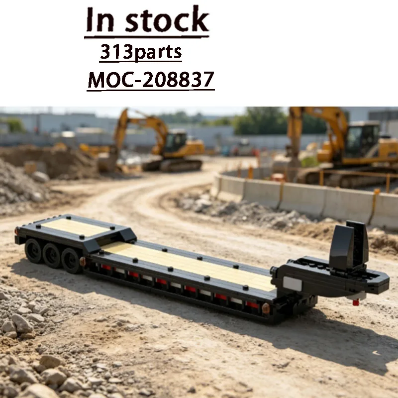 New Classic Popular MOC-208837 Transportation Low-loader Trailer Model, 313 Parts, Custom, Birthday, Adult, Christmas Toy Gift
