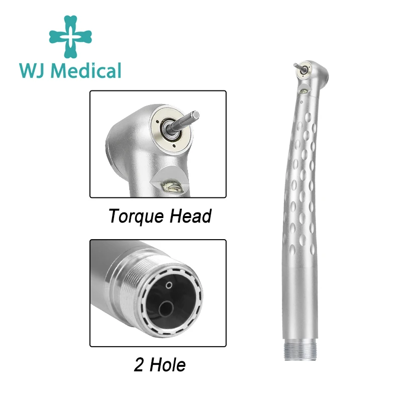 WJ Dental LED Hochgeschwindigkeits-Handstück mit integriertem E-Generator, Standardkopf, Druckknopf, 3 Wassersprays, 2/4 Löcher, rotierend