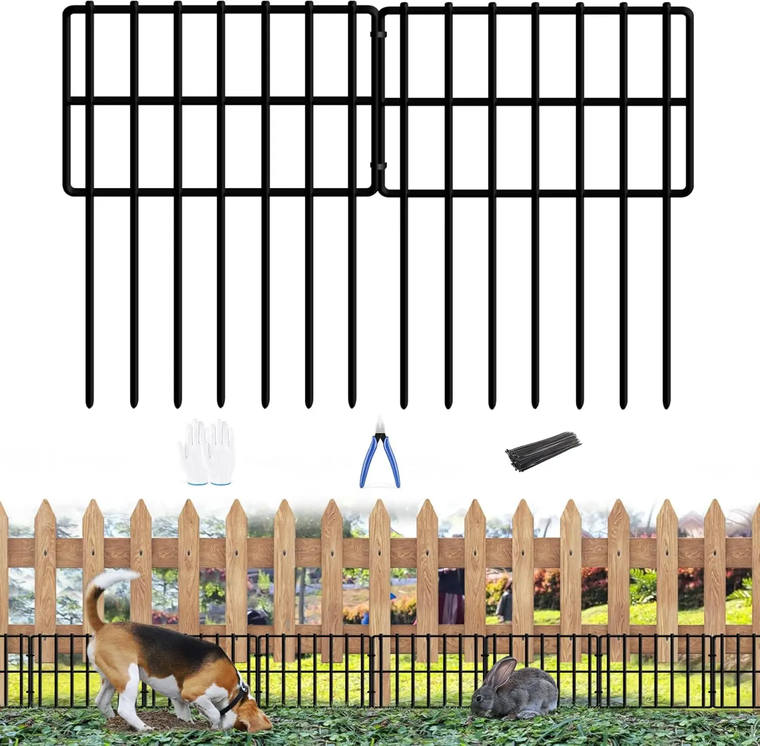 

25 Pack Reusable Metal Garden Fence Barrier for Small Animals - 27ft Length, 17in Height, Rustproof Design