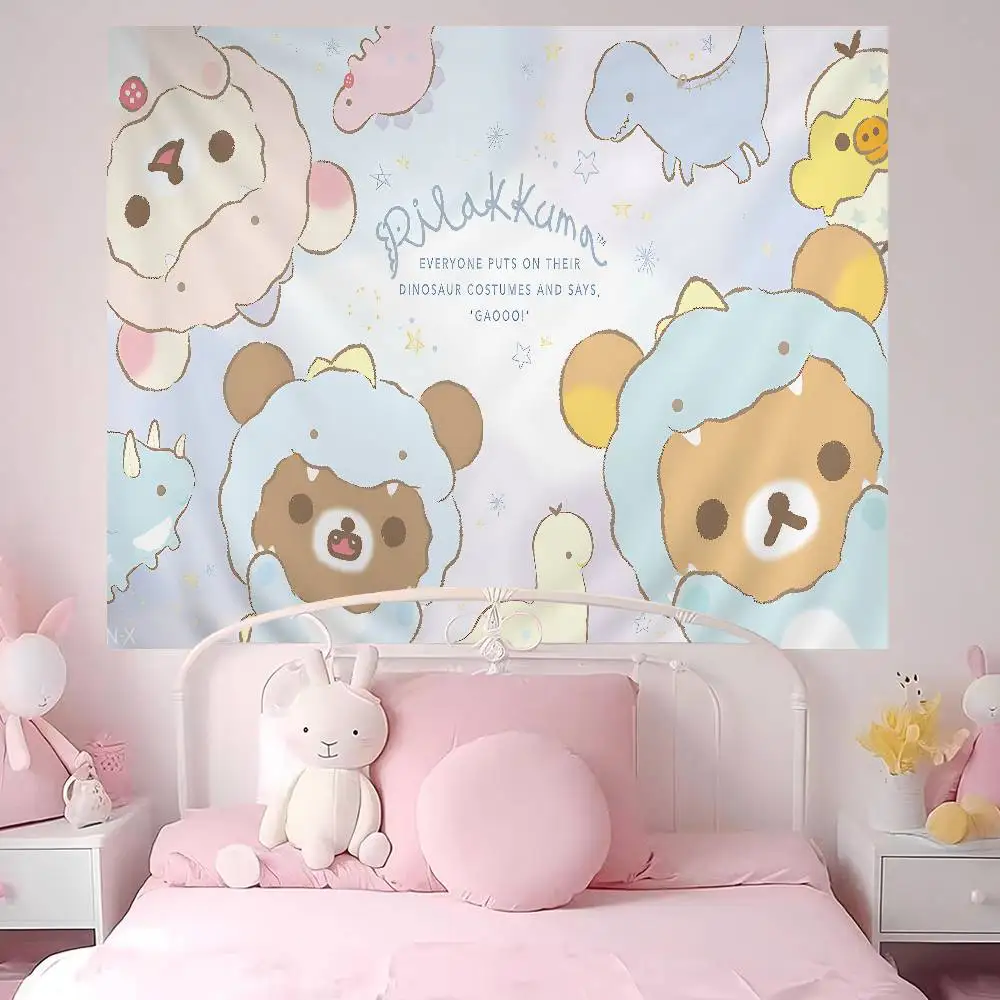 Popular Cute R-rilakkumas bear DIY Wall Tapestry Hanging Tarot Hippie Wall Rugs Dorm Home Decor