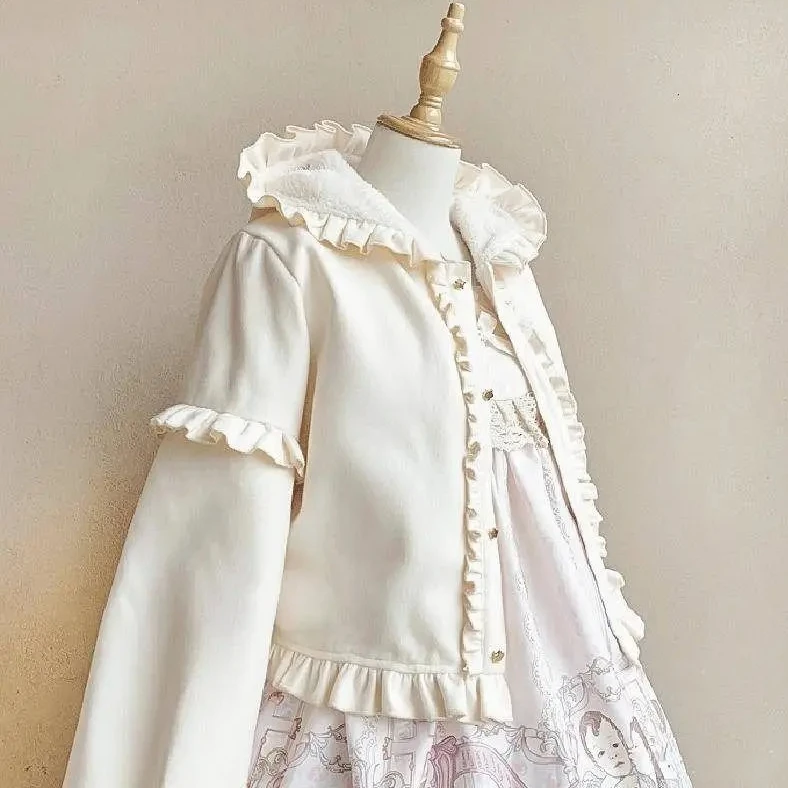 اليابانية Harajuku الحلو Kawaii لوليتا هوديي بالأزرار طويلة الأكمام سترة Y2k الشارع شيك تي شيرت معطف الخريف الإناث أبلى #2