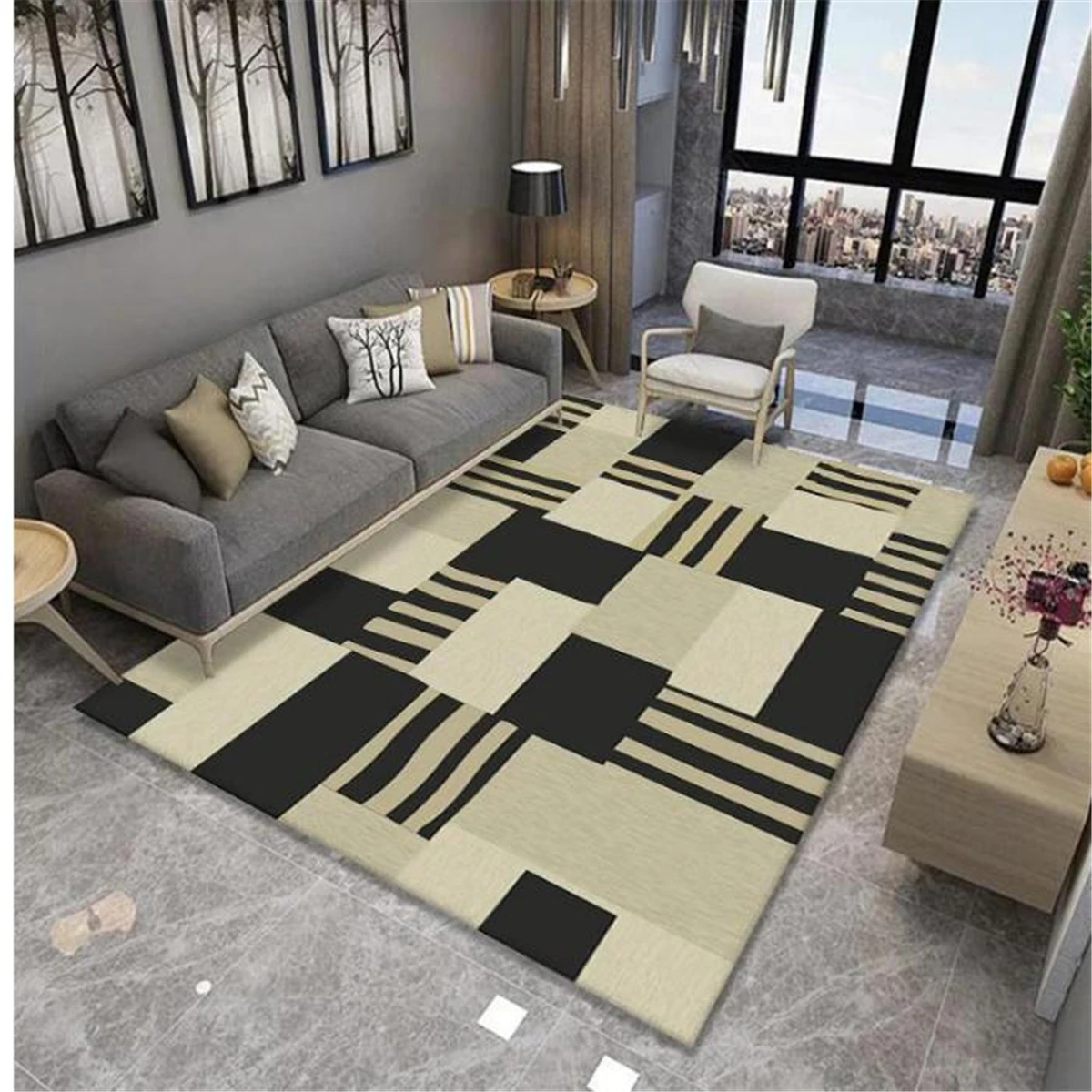 

Geometric Carpet Modern Living Room Home Decoration Rug Bedroom Hallway Non Slip Mats Pink Doormats Lounge Carpet