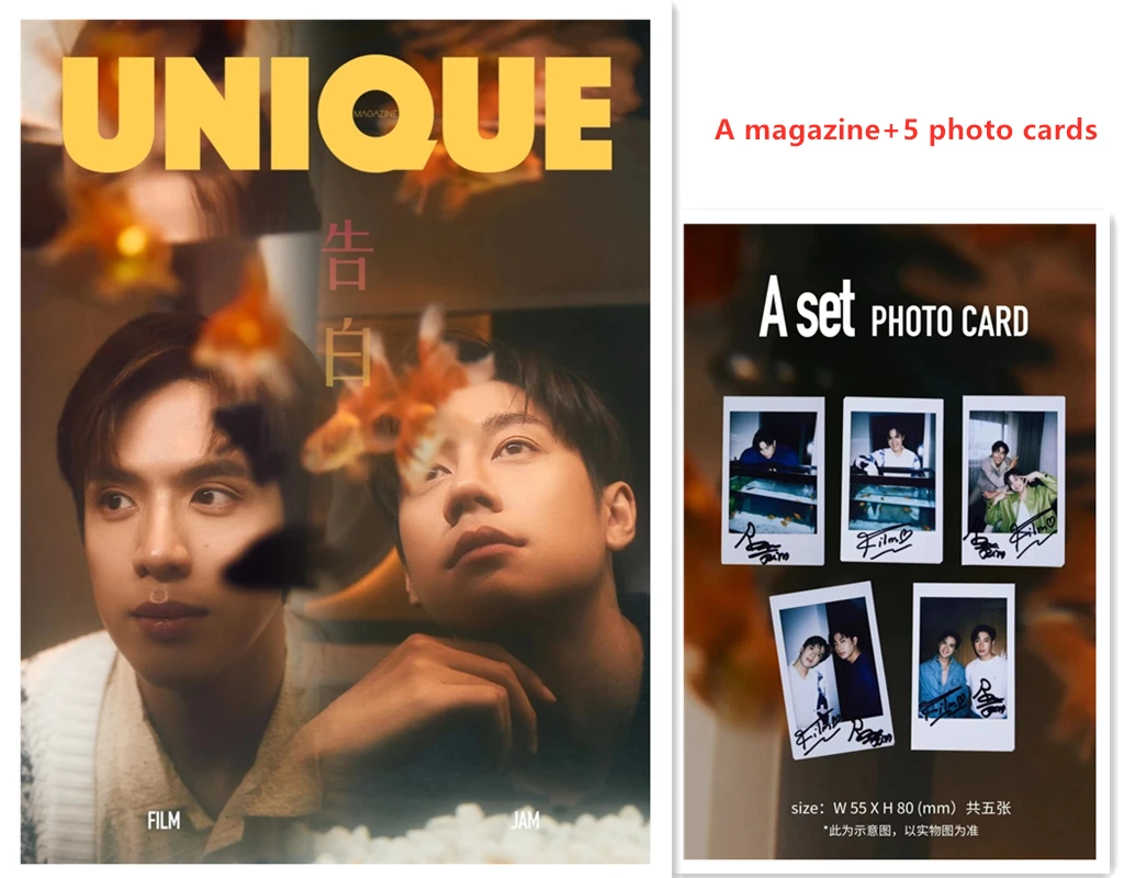 [pre-sale]2023.6 NEW Thai BL star JamFilm UNIQUE magazine cover+photo card set Thai Drama: Sir