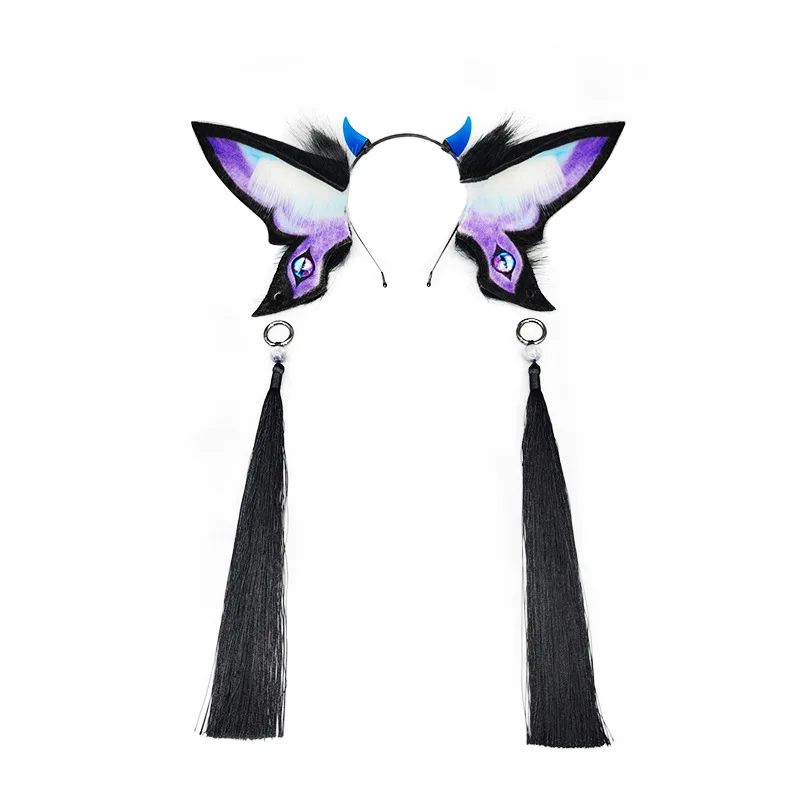 1set/ Butterfly Animal Ears Headpiece | Enchanted Cosplay Tail Set | LARP Fursuit Accessories | Gothic Rave Festival Props