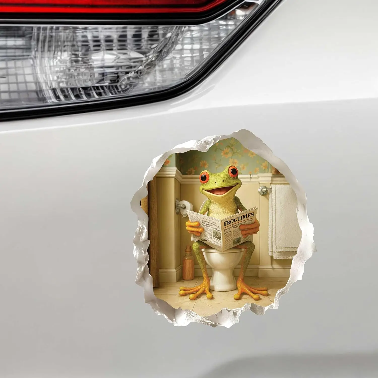 

1 шт. Наклейка на стену с лягушкой для унитаза — 3D забавная виниловая наклейка для ванной комнаты — съемный декор в виде животных для стен и многого другого