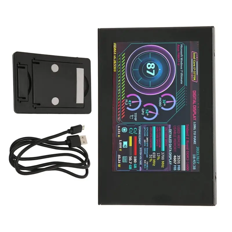 AED7-3.5 Inch IPS Display Mini Monitor 360° Rotation Horizontal/Vertical View Ideal For AIDA64 & Computer Cases