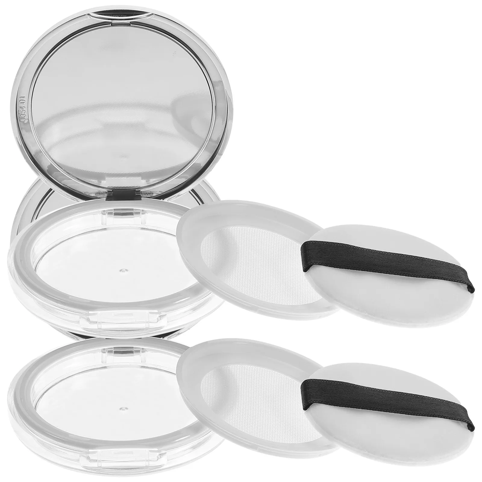 Loose Powder Container 2 Pack Reusable Travel Makeup Cases with Puffs for Blush Glitter and Face Powder