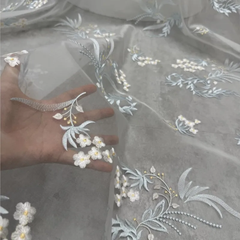 สินค้าใหม่รับซัมเมอร์ ผ้าไหมออร์แกนซ่าสําหรับงานหนัก ผ้าปักสไตล์จีน เสื้อผ้าป้องกันแสงแดด