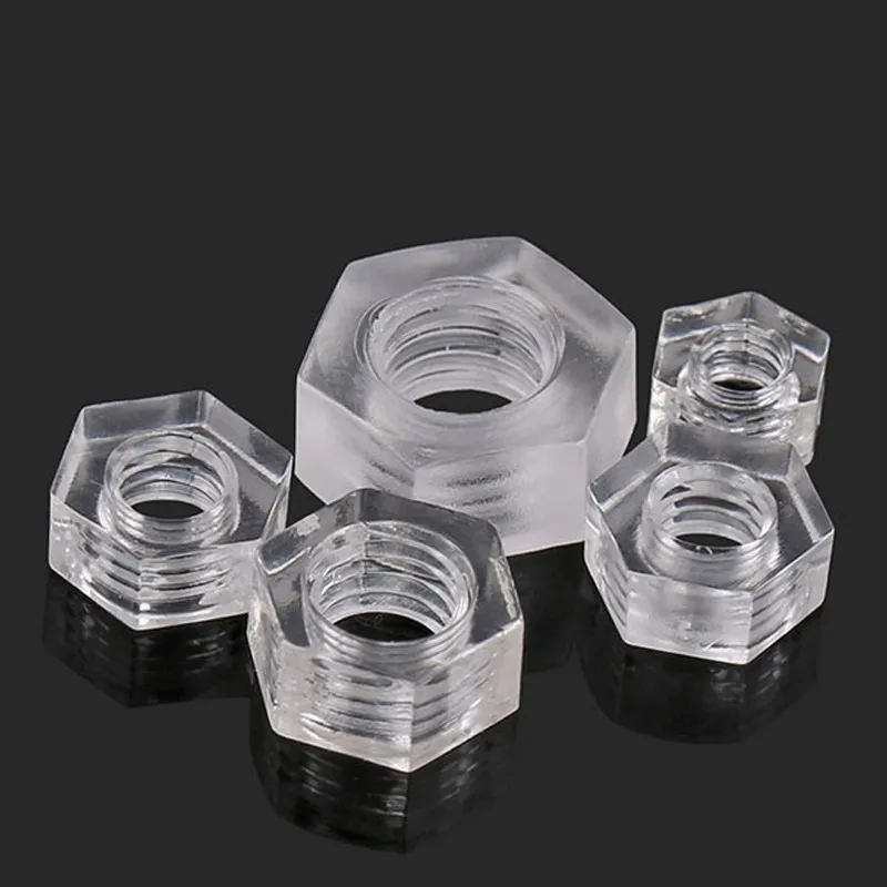 20/50/100pcs M2 M2.5 M3 M4 M5 M6 M8 PC Transparent Plastic Hex Nut Insulated Acrylic Nylon Hexagon Nuts