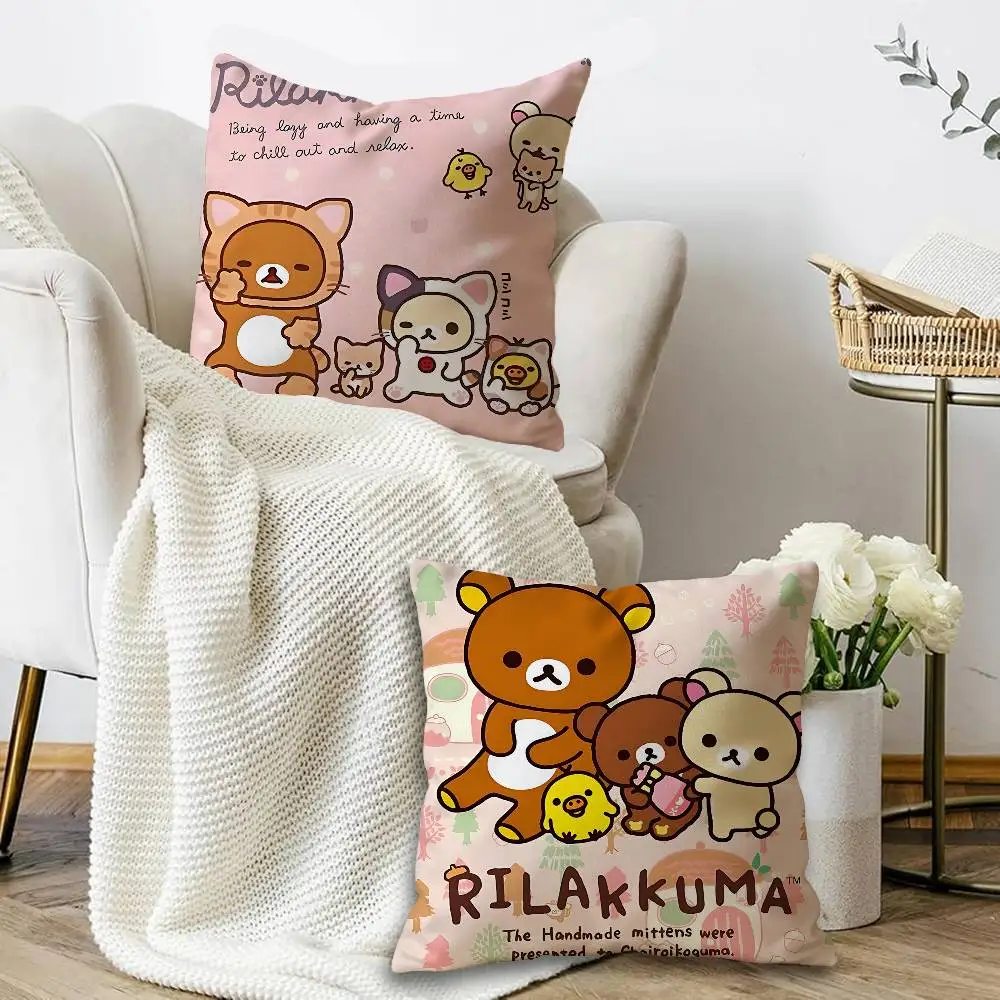 Japan Anime Cute Cartoon Rilakkuma Cushion Cover Polyester Sofa Cushions Decorative Throw Pillows Home Decoration Pillowcover